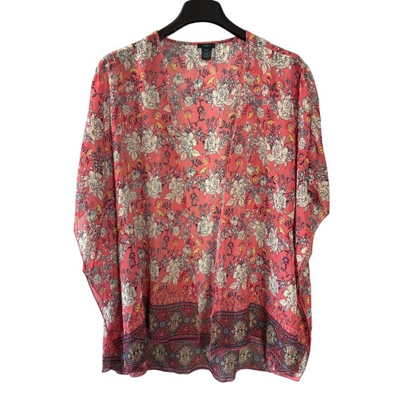 Rue 21+ Womens Sheer Floral Kimono Cardigan 3X/4X Polyester Multicolor - Picture 1 of 6